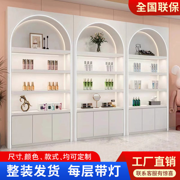 New cosmetics counter display cabinet, simple high-end beauty salon product floor display rack, skin care product storage cabinet