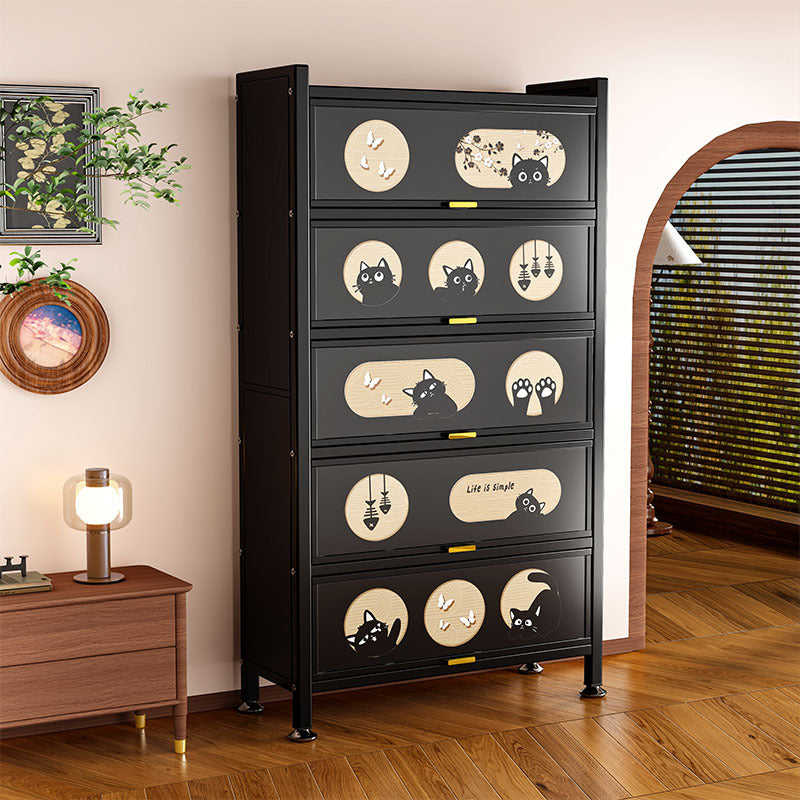 Household steel shoe cabinet fully enclosed entrance door floor-standing multi-layer dust-proof rack entrance large-capacity storage rental house