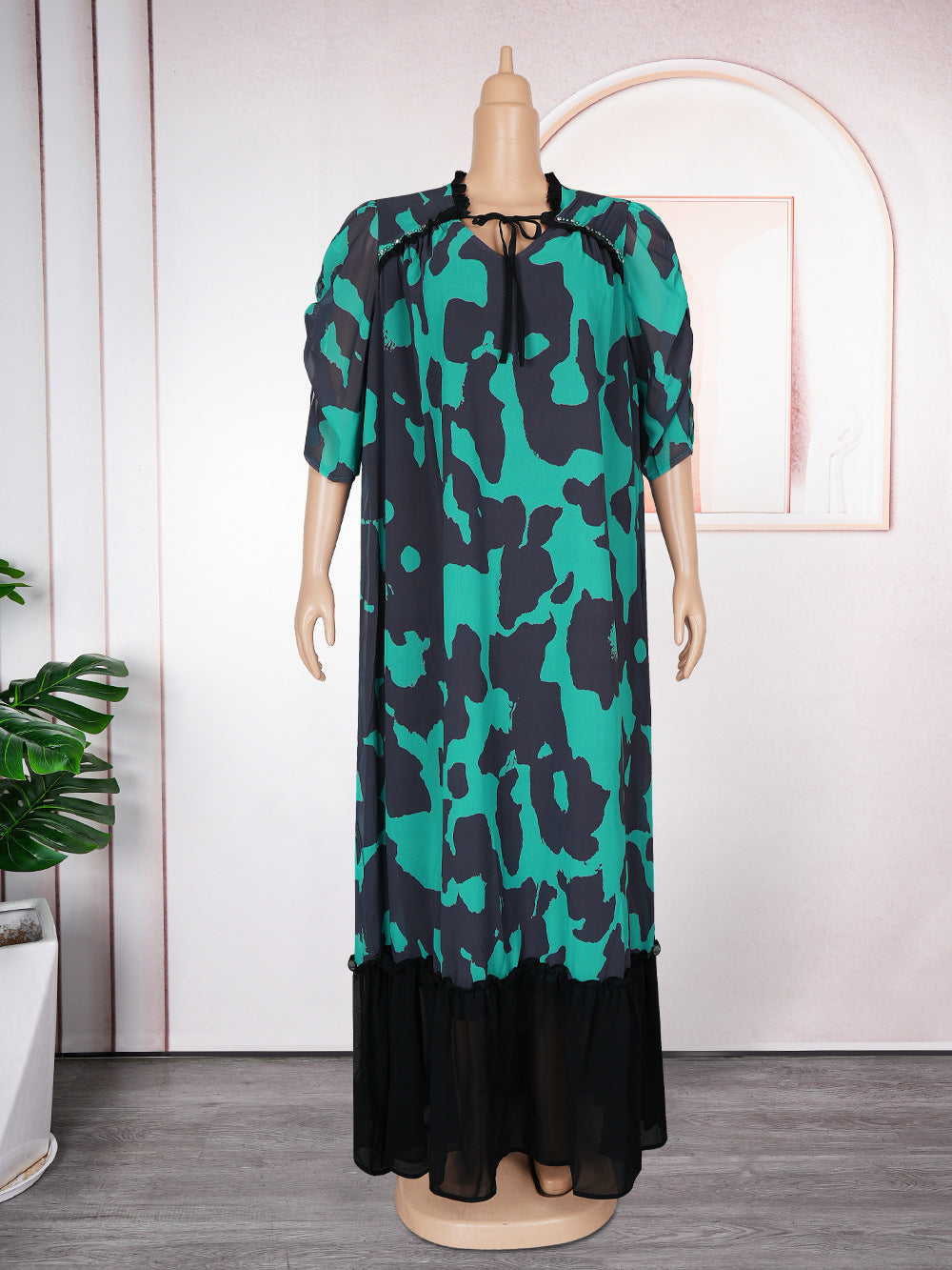 African plus size women's dress -  cross-border e-commerce,  chiffon printed dress