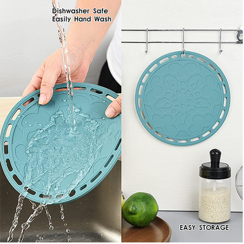 Cross-border supply 20CM silicone tableware round heat insulation pad kitchen daily multi-functional placemat non-slip food grade