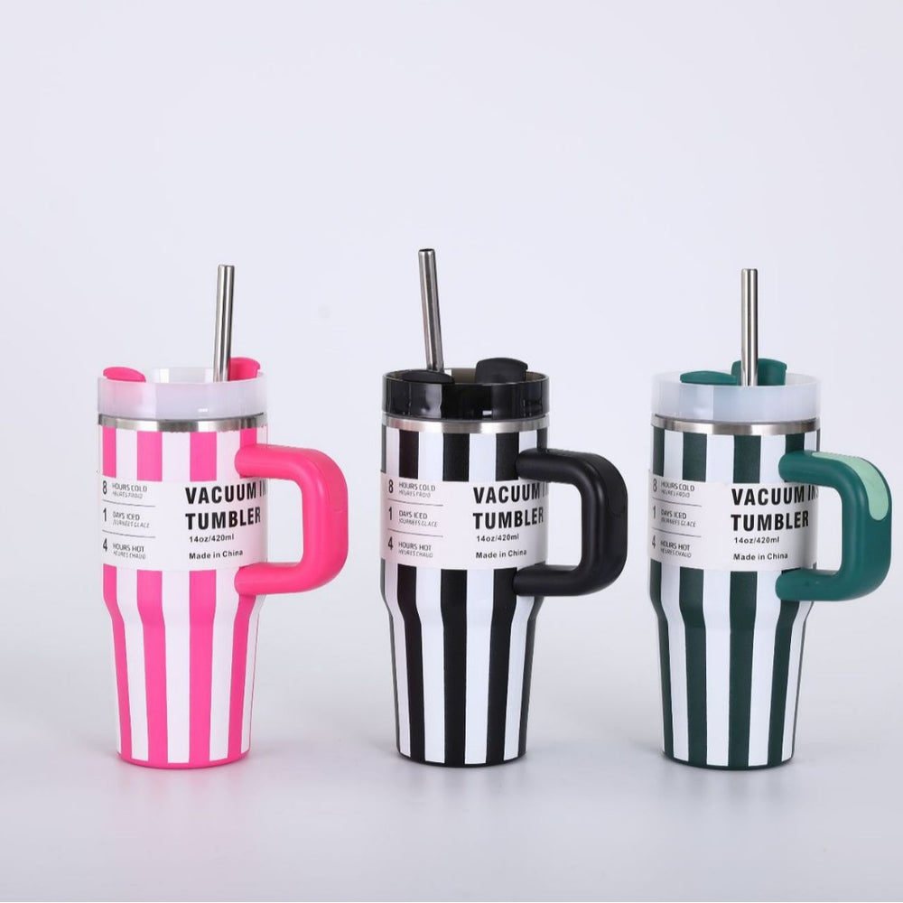 Amazon 14oz mini insulated tumbler 2nd generation - striped car cup, 304 stainless steel, vehicle-mounted ice tumbler