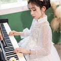 Amazon new girls' dress - train, lace, and tulle tutu - flower girl, banquet, and performance dress - cross-border ready stock