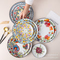 Wholesale nordic creative ceramic dessert plate round multi-tiered skewer plate fruit plate household personalized decal plate