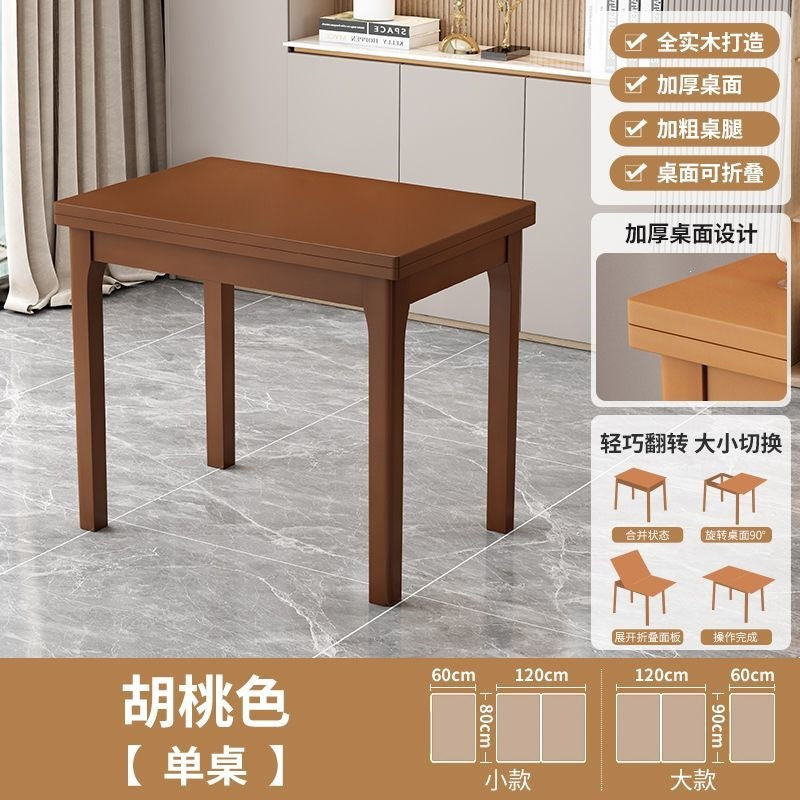 Dining tablefor homesmall apartment solid wood foldable dining table modern casual multifunctional rotatethickened desktop dining table