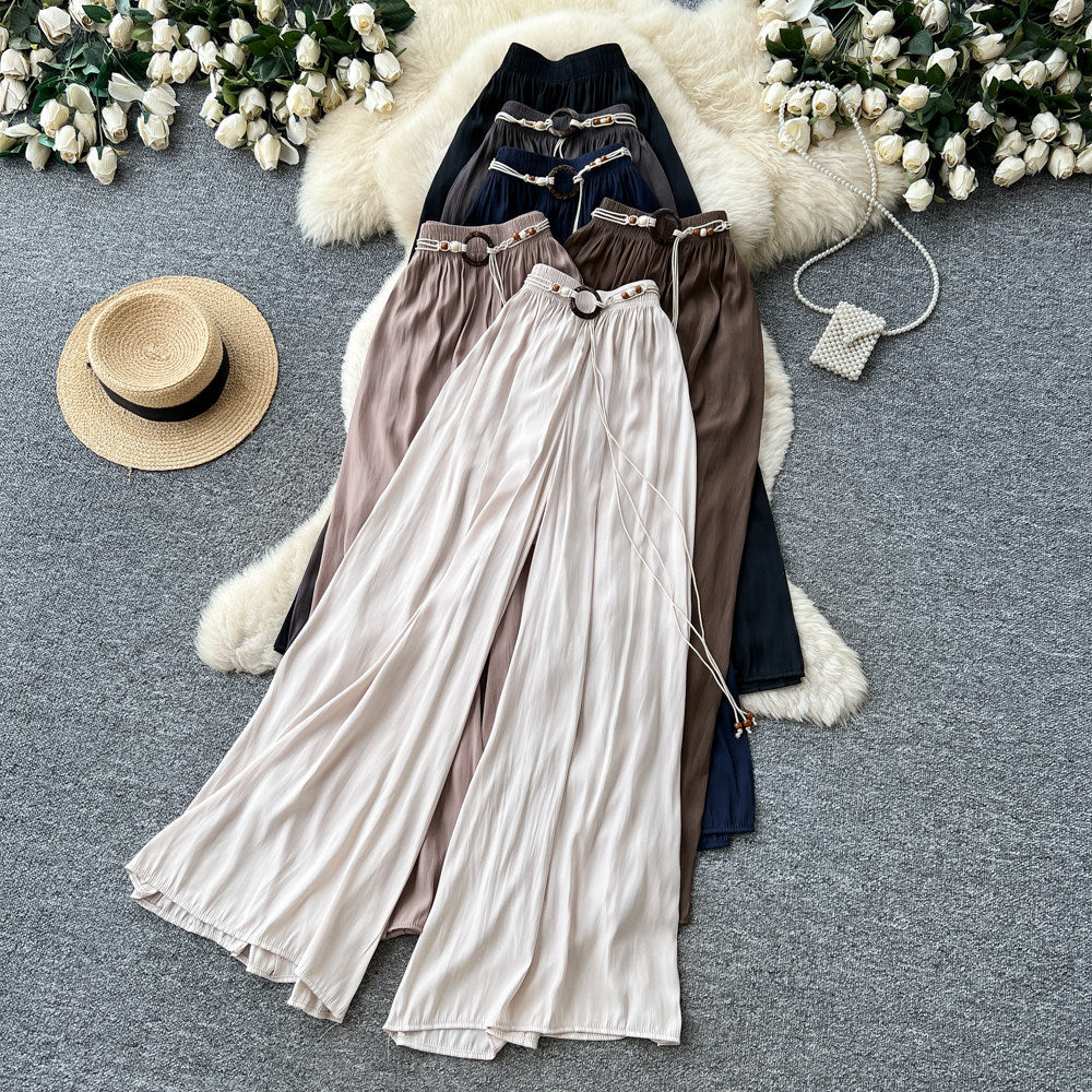 K-stylecasualhigh waistelegantloose pants women's work clothing lazy style drapedloose flesh-covering elastic waistcasualpants