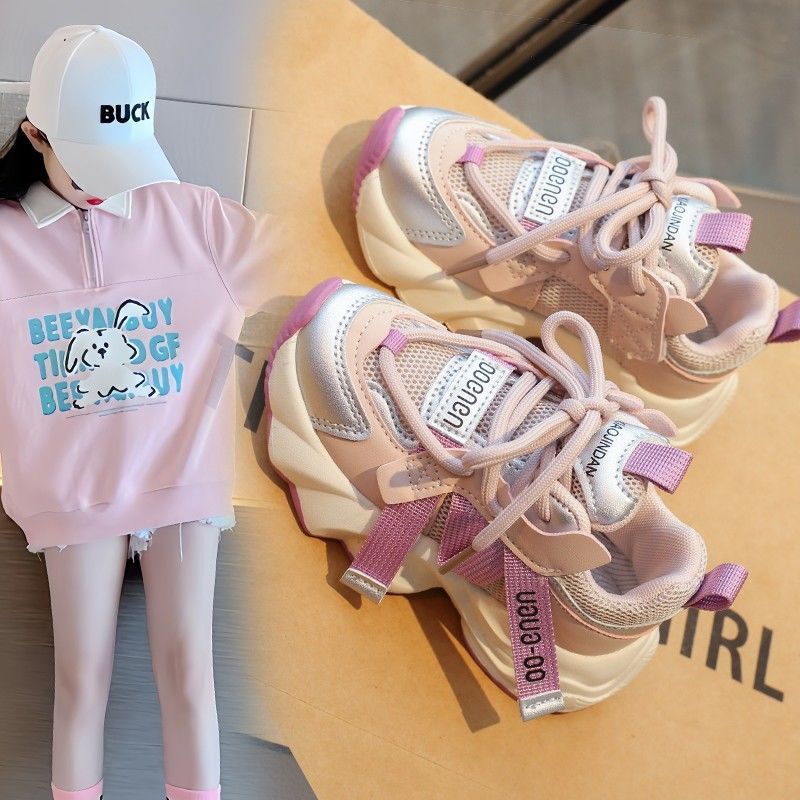Girls' sneakers -  spring/autumn new collection - kids' shoes, girls' casual shoes, soft sole, bestselling breathable chunky sneakers