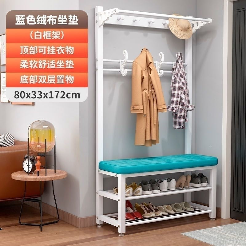 Simple shoe changing stool entrance door for home coat rack floor-standing entrance storage rack all-in-one foyer multifunctional coat rack