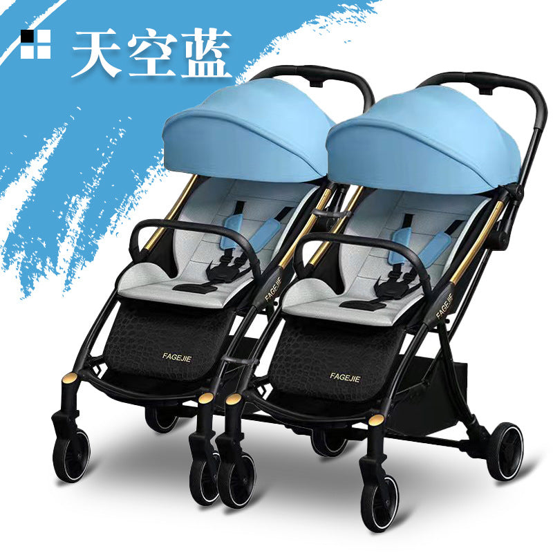 Wholesale double stroller: lightweight, high-view, convertible (sitting/reclining), detachable, foldable, twin baby pram
