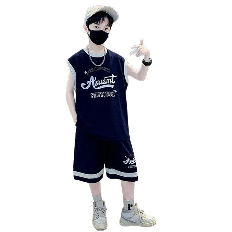 Boys' outfit:  summer new korean style sleeveless t-shirt and basketball casual two-piece set for boys