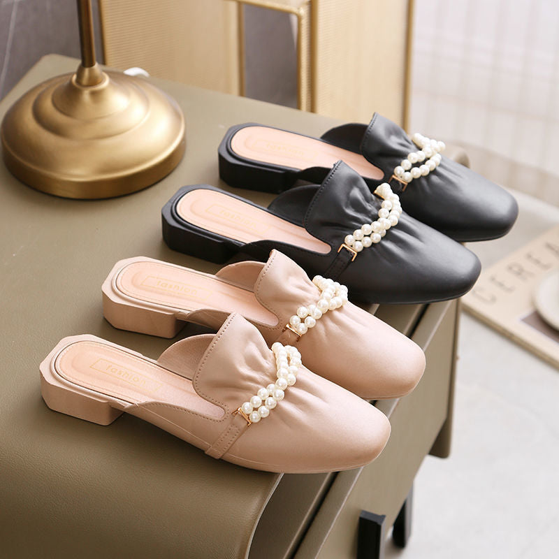 2025 summer women's casual sandals & slides - korean style slip-ons, closed-toe mules, and half-slippers