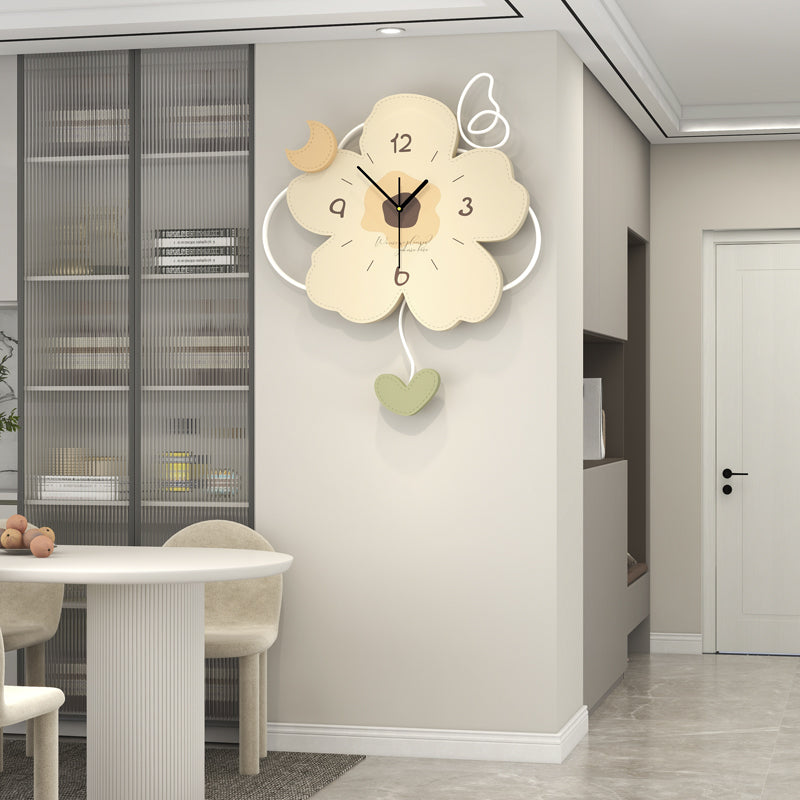 Clock wall clock living room Internet celebrity home lighting decoration home fashion creative clock wall cream wind advanced sense