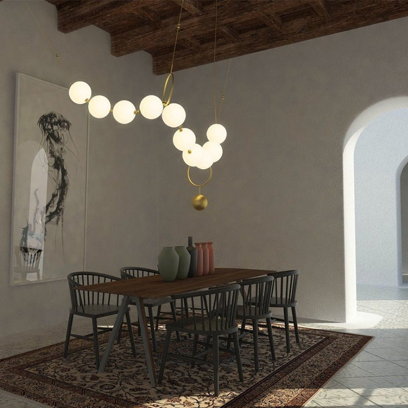 All-copper postmodern staircase long ball necklace glass restaurant chandelier designer clothing store window bar chandelier