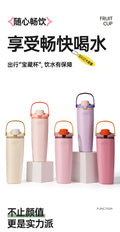 New fruit-themed insulated tumbler, 30oz cross-border handheld insulated cup, 304 double-walled stainless steel flip-top tumbler - wholesale