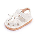 summer new girls' closed-toe sandals, 0-2 years old soft sole baby first walker shoes with bow, baby squeaky shoes