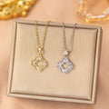[titanium steel] best selling accessible luxury copper inlaid zirconium four-leaf clover necklace for women, non-fading, fashionable, versatile, high-end clavicle chain