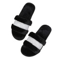 Export one-word fur slippers for girls 2024new arrivalfall and winterfashionflats slippers outwear open toe plus size cotton slippers trendy