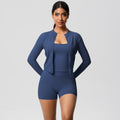 Cloud-feel outdoor leisure sports three-piece set: high-waisted, tight-fitting, pocketed, quick-dry yoga, pilates, running, and fitness apparel