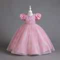 New arrival: puff sleeve sequin mesh princess dress for girls - perfect for international children's day!