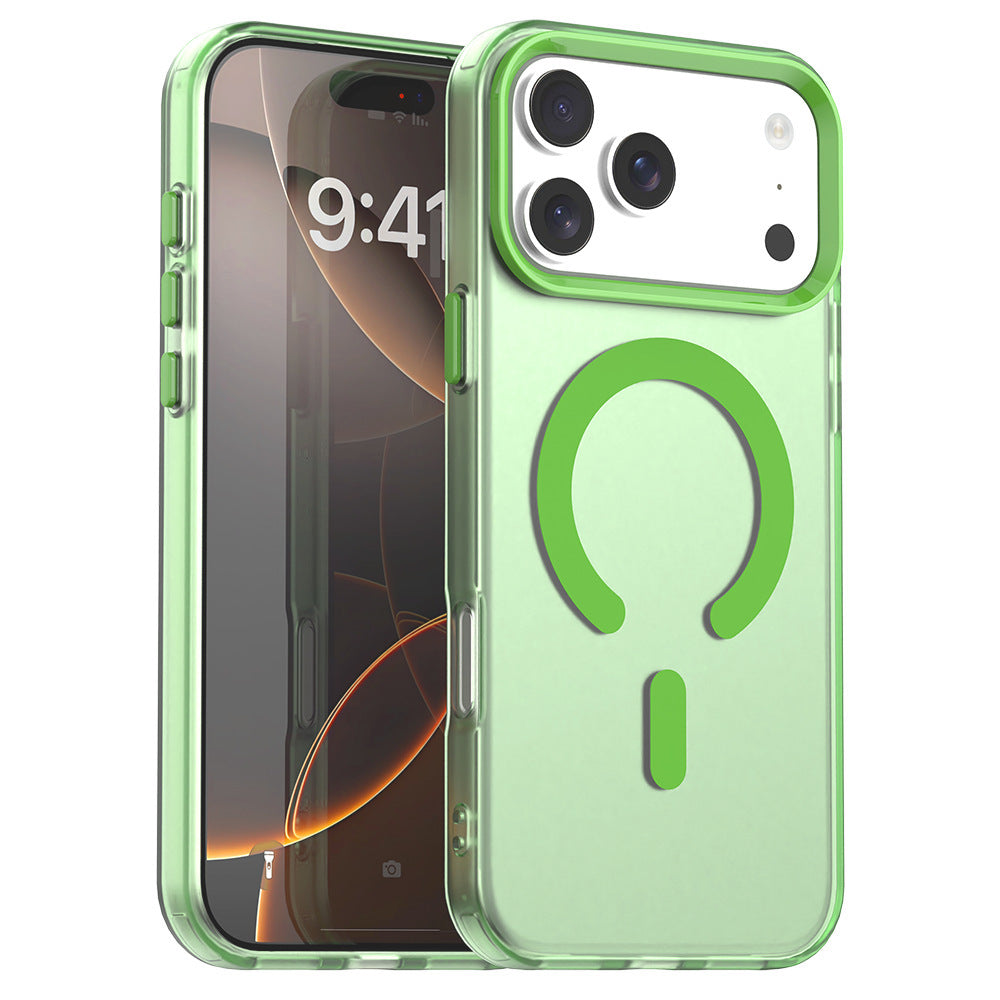 Double-layer imd candy color magnetic suction suitable for iphone17promax mobile phone case apple 15/14 frosted anti-fall case