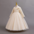 Exportlong sleeveskids dress lace princess dress female flower girl piano performance dress flower girl
