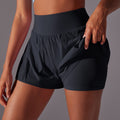 New cloud-feel solid color mesh double-layer base layer yoga pants - breathable, quick-drying athletic tennis shorts for running and fitness