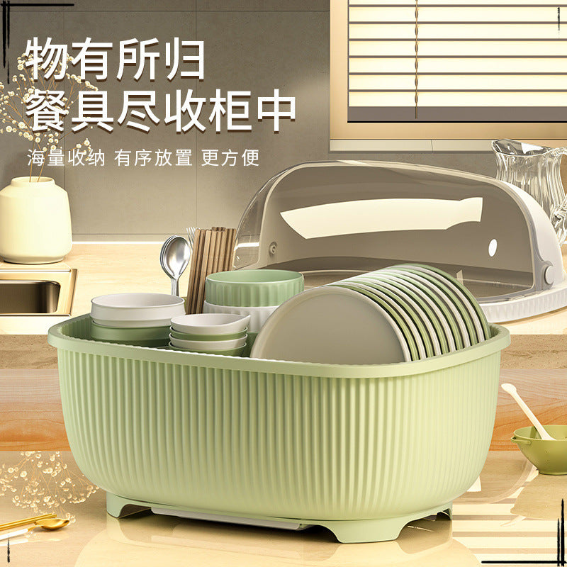 Kitchen tableware storage box extra large small plastic cupboard drawer type drain bowl rack household storage box rack