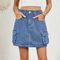 European and american cross-border e-commerce women's summer new arrivals:   washed adjustable waist denim mini skirt/skirt