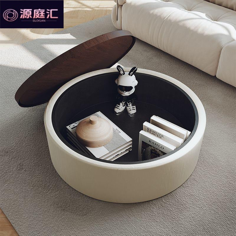 Italian round storage coffee table small apartment for home living room casual cream style retroaccessible luxury living room classy side table