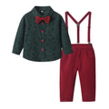 New autumn children's shirt printed christmas long sleeve bow tie mid-to-large kids gentleman's formal wear set customized children's clothing