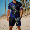 men's short-sleeve and shorts set, casual sportswear set, 3d printed cross-border hot seller, dropshipping available