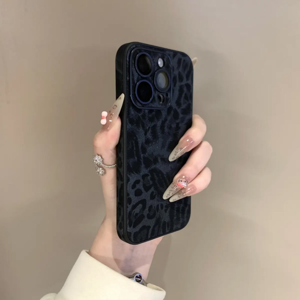 Leopard print leather texture phone case for iphone 17, protective cover for iphone 15 pro max, apple 15 with lens film, cross-border