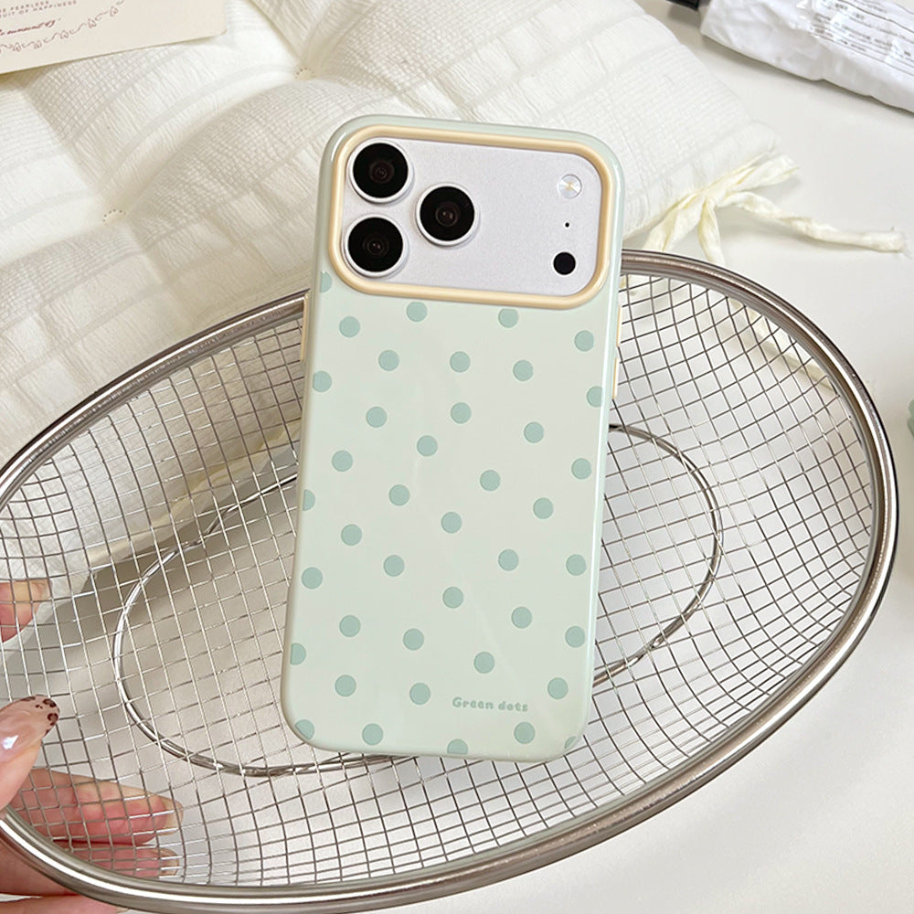 Color-blocked macaron phone case with all-over polka dot design, compatible with apple 17 pro max. iphone 18 skin-feel jelly case, also suitable for iphone 15