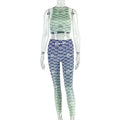European and american style cross-border activewear women's outfit: cutout slim-fit printed pants and tank top set - two-piece with skinny jeans