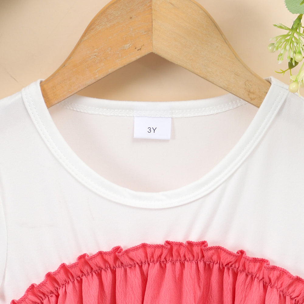 Children's short-sleeved round neck patchwork dress