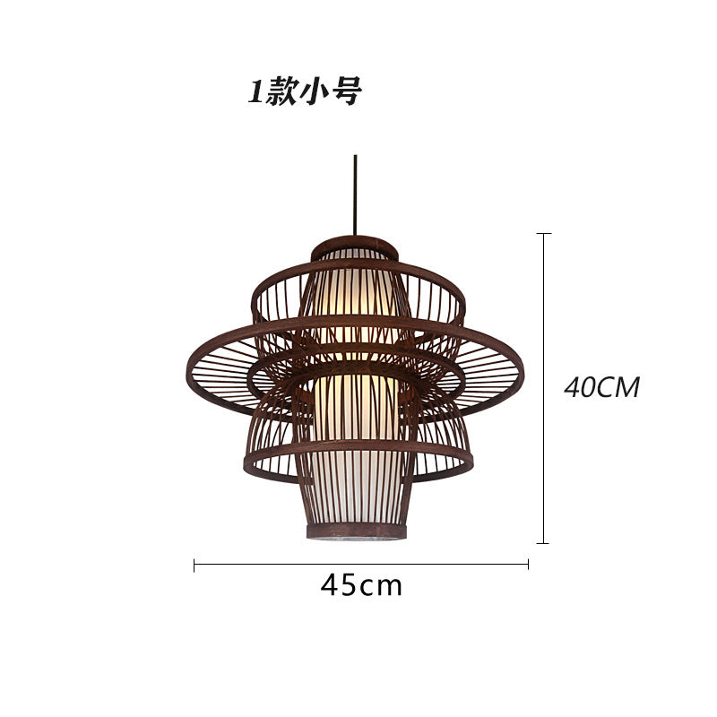 Bamboo woven bamboo art chandelier creative antique Japanese personality retro Zen tea house hotel restaurant box bed and breakfast chandelier