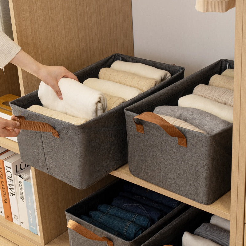 Cationic clothes storage box Household clothing pants sorting box Wardrobe layered storage artifact folding storage box