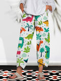 new  wide-leg pants: relaxed fit, cotton linen blend, printed, pocketed, elastic waist, cropped length - women's - in stock