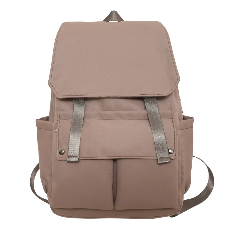Backpack solid color simple daily travel both practical large backpack Oxford cloth breathable anti-splash college backpack
