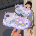 Girls' sandals: new spring/summer  collection - breathable mesh, closed-toe casual sandals for girls, trendy floral design for toddlers and big kids