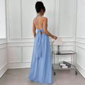 summer new arrival:  cross-border halter neck backless maxi dress - cinched waist, slimming, perfect for beach vacations