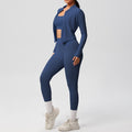 fashionpure color double-sided brushed tight sports yoga clothes three-piece set running fitness yoga clothes suit for women