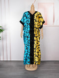 e-commerce  independent station african plus size women's clothing velvet sequined dress patchwork printed robe