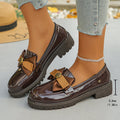 platform slip-on loafers - british style  spring new arrivals - women's chunky heel bowknot loafers