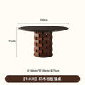 Wabi-sabi style solid wood rock slab vintage black creative round dining table, high-end dining table, french retro dining table