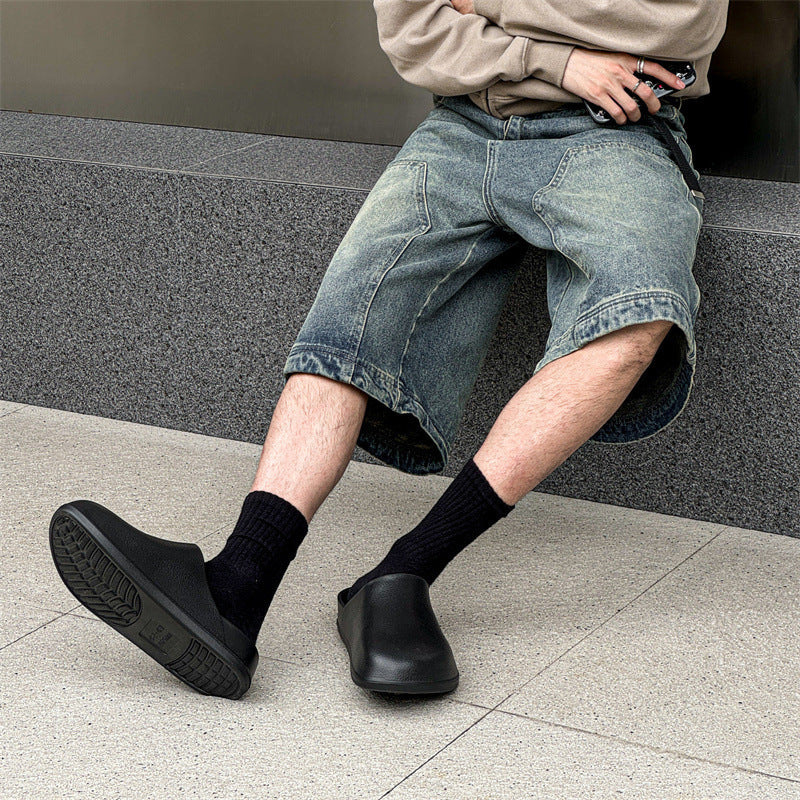 2025 new eva clog slippers for men - waterproof, no-hole half slippers, stylish couple's clogs