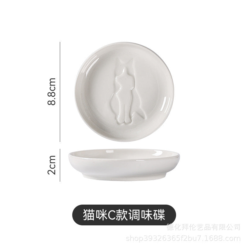 Ceramic animal flavor dish xiaodiefor homecreative sauce dish small soy sauce dish cute ketchup dish manufacturer wholesale