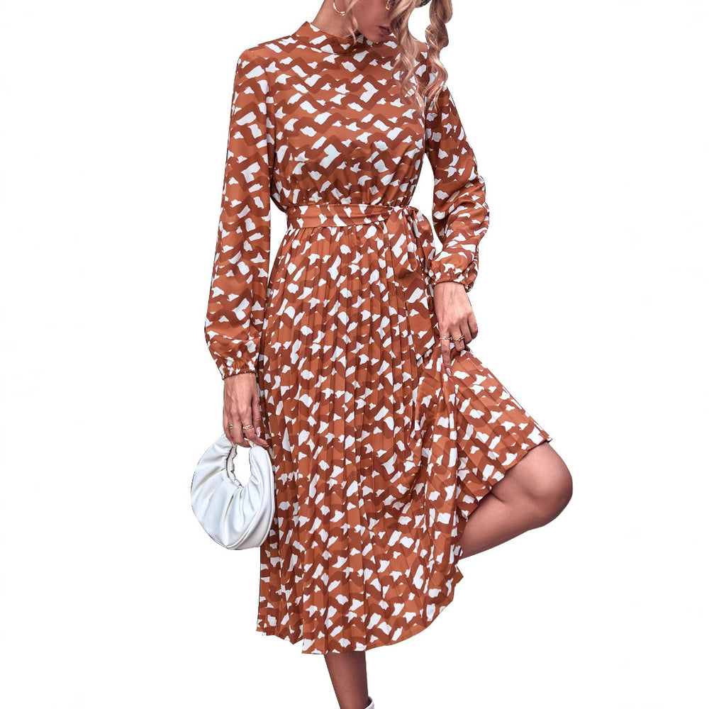 Pre-sale 72220#  cross-border women's ins new fashion printed tie-up dress