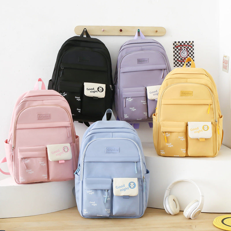 School season primary and secondary school students schoolbag make-up bag four-piece Korean version small fresh large capacity backpack student schoolbag