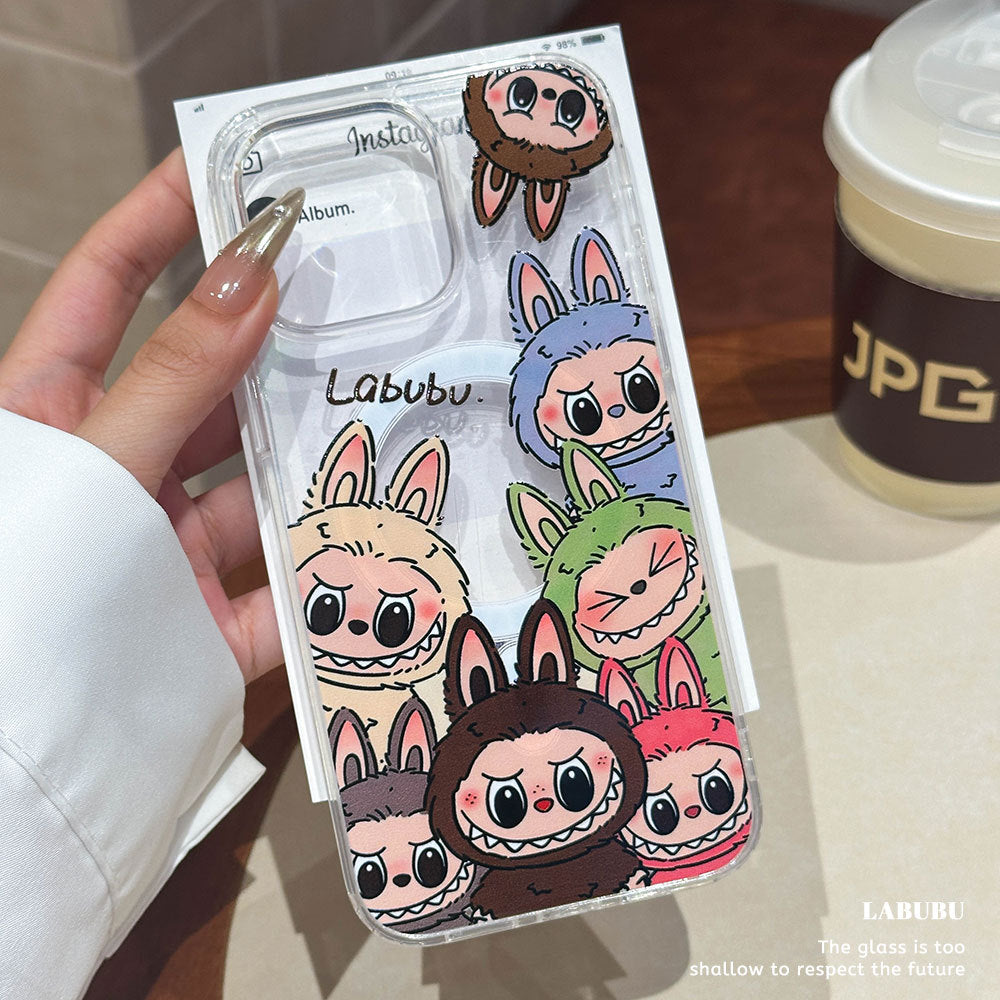 Magnetic case for apple 17, labubu iphone 16 shockproof protective cover with magnetic tail, labubu design
