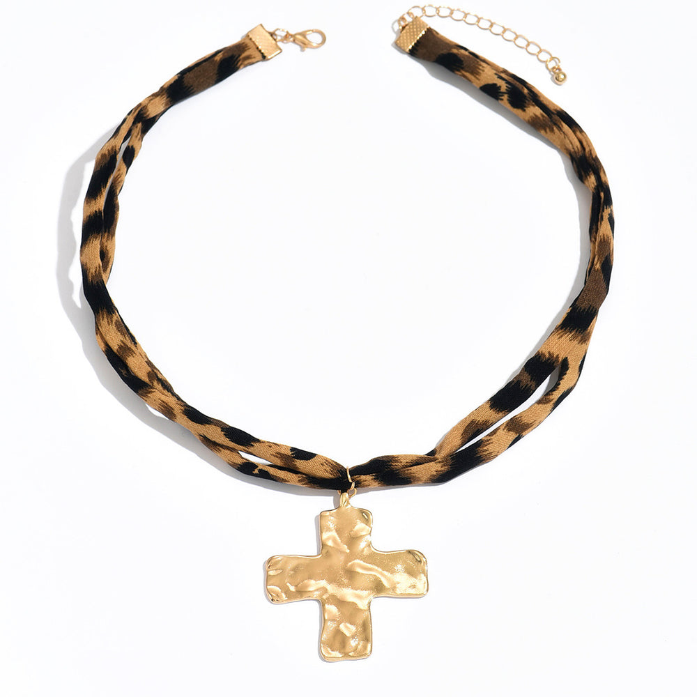 Cross necklace wholesale european and american cross-border leopard print flower love pendant summer ocean shell starfish clavicle chain